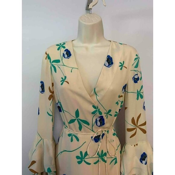 DVF Diane von Furstenberg Madeline Growing Tulip Bone wrap dress midi new XS 0 2 - Picture 2 of 6